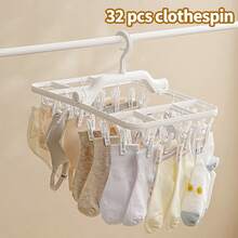 1 Pc Multifunctional Folding Clothes Drying Rack With 20/32 Clothespins,Windproof Folding Clothes Drying Rack,Small Drying Rack,Plastic Hanging Clothes Drying Rack,Suitable Fo Underwear,Towels, Baby Clothes,Hats,Scarves,Socks, Bras,Pants, Diapers - Multicolor - View 12