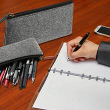 2个毛毡铅笔盒，布艺文具袋，学生铅笔袋，眼镜盒，化妆刷收纳袋 - 套裝 - 查看 3