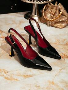 时尚优雅的尖头高跟凉鞋，适合通勤和派对穿着 - 黑色 - 查看 6