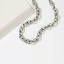 1件装时尚钛钢手工项链，男士个性化项链