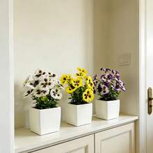 3 أصص نباتات زهور الأقحوان الاصطناعية، مناسبة لديكور الحديقة والغرفة المعيشية وطاولة الطعام والمكتب والمطبخ، مثالية للأعراس وعيد الحب والاحتفال بالمنزل الجديد وعيد الأم وعيد الفصح، نباتات زهرية في أصص للربيع والصيف - متعدد الألوان - مشاهدة 6