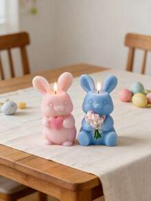 Reusable Silicone Mold For Easter Bunny, Suitable For Making Candles, Sanitizers, Resin Crafts - Delicate Flower And Bunny Pattern Design, Easy Demold - White - View 2