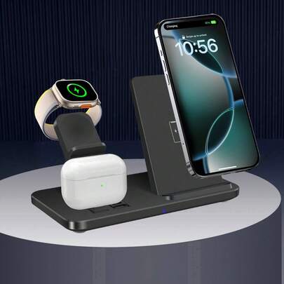 15W 3-In-1 Wireless Charging Stand, Fast Charging Dock Compatible With IPhone 17/16/15/14/13/12/11/Pro/Max/XS/XR/X/8/Plus, 11/10/9/8/7/6/5/4/3/2/SE/Ultra And Series 6/5/4/3/2/1