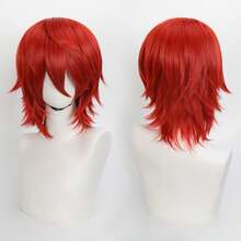 Karida 14-Inch Synthetic Fiber Cosplay Wig With Bangs, Layered Straight Hair, Unisex Cosplay Wig, High Density, Natural-Looking Cosplay Wig For Men And Women