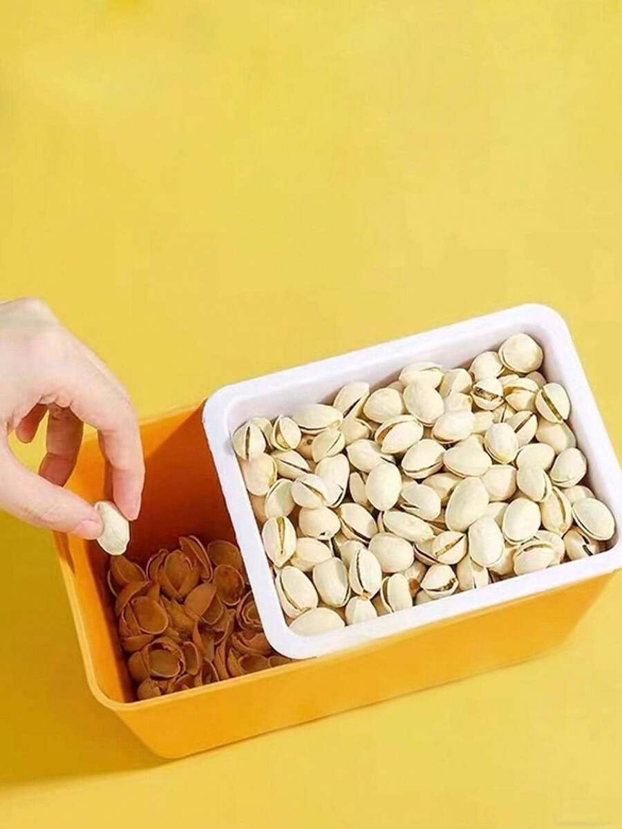 1pc Household Double-Layer Snack Box, Square Watermelon Seed Holder, Fruit Plate, Candy & Dried Fruit Tray - Multicolor - View 1