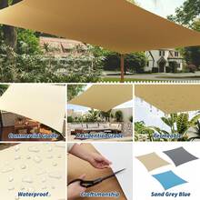 Solución de Sombra Instantánea para Jardín y Patio - Vela Rectangular 16'x20', Tela con Bloqueo UV, Fácil de Colocar en Deck o Espacios Abiertos - color arena - Ver 3