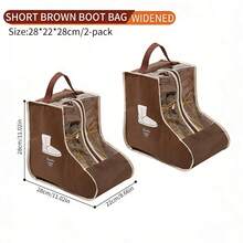 1个/2个/3个旅行鞋袋，靴子收纳袋，防尘踝靴保护袋带提手，便携式防水短靴，男女鞋履收纳整理袋（踝靴） - 棕色 - 查看 11
