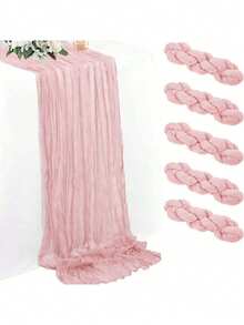 Solid Color Table Runner, Minimalist Polyester Tablecloth Decor, Suitable For Dining Table - Retro Pink - View 4