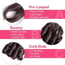 Tóc giả bện kiểu Pháp, dài 12/16/20/24 inch, kiểu gợn sóng nhẹ, bồng bềnh, màu nâu số 4, chất liệu tổng hợp. - Nhiều màu - Xem 2