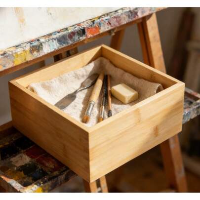 [Super wartość] Podwójny, bambusowy, otwarty kosz do przechowywania (prostokątny/kwadratowy) – do organizowania artykułów biurowych, kosmetyków, przyborów kuchennych i drobnych przedmiotów, duża pojemność, do przechowywania na biurku/w domu, łatwy do czyszczenia