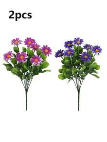 10束户外塑料雏菊仿真花，抗紫外线，仿真灌木花卉，适用于家居、酒店、办公室、婚礼、派对、花园、门廊、窗户、葬礼、摄影，也适用于复活节、情人节、母亲节、圣帕特里克节装饰，多色秋季装饰，秋季派对装饰，室内，家居，墙面装饰 - 彩色 - 查看 14