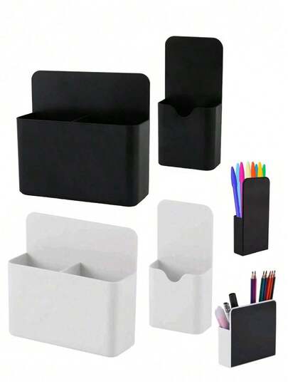 2个/套，1个磁性笔筒，磁性白板笔筒，大容量，强磁吸力，适用于冰箱、白板、储物柜，可用作桌面收纳、笔袋、笔筒、毛绒笔袋、可爱笔袋、办公桌收纳、多种材质可选、马克笔笔筒、学校文具收纳、教师礼物