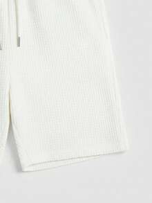 GRDR Pantalones cortos casuales y versátiles de textura de gofre para hombres, primavera/verano - Blanco - Ver 4