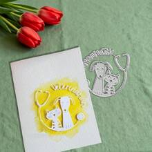 创意猫狗模具，DIY剪贴簿相册和压花模板，贺卡制作工具，卡片纸切割工艺品，礼品卡制作模板模切。 - 銀色 - 查看 4