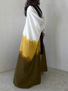 Áo choàng thời trang, tay dài kiểu cánh dơi, cổ mở, làm từ vải dệt không co giãn. - xanh quân đội - Xem 2