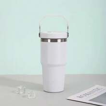 Bình nước bằng thép không gỉ có nắp lật, ống hút và tay cầm, đáy phẳng chống rò rỉ, cốc giữ nhiệt hai lớp, có thể tái sử dụng, cốc du lịch di động, thích hợp cho gia đình, văn phòng và cắm trại ngoài trời, cốc đá, cốc, cốc xách tay, cốc thép không gỉ, du lịch, ngoài trời, ngày lễ, sinh nhật, ngày Valentine. (Màu sắc, kiểu dáng và phụ kiện được giao ngẫu nhiên) - Nhiều màu - Xem 9