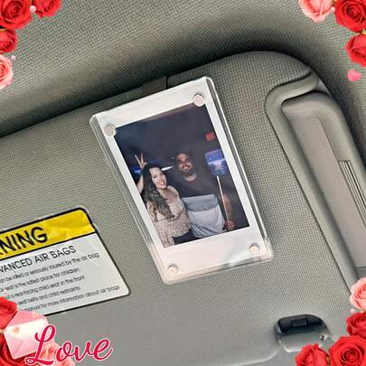 1 Piece Car Sun Visor Photo, PP Material Vehicle Sun Visor Picture, With Valentine's Day Gift Suitable For All Car Models, Car Sun Visor