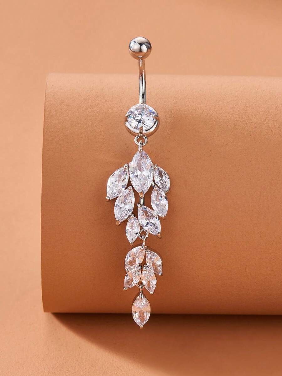 Cubic Zirconia Decor Belly Ring