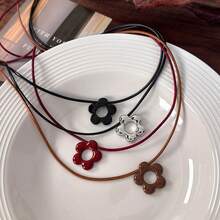 1件时尚百搭花卉蜡绳项链，2026新款简约颈链，适合搭配卫衣 - 吊墜項鍊 - 查看 2