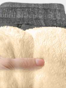 女士户外保暖内衬慢跑裤，休闲抽绳运动裤，适合寒冷天气，秋冬季紧身裤 - 深灰色 - 查看 4