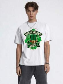 Unisex'S St. Patrick'S Day Shenanigans Squad Graphic T-Shirt - Premium Short Sleeve Tee With Shamrock & Squad Print, Irish Pub Crawl Outfit, Casual Summer St. Paddy'S Day Party Apparel For Unisex - Black - View 1