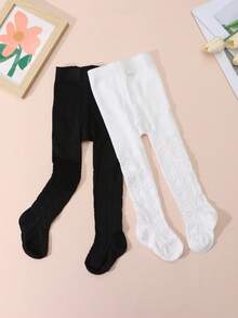 2pcs Baby Girls' Heart Print Tights, Cute & Ladylike For Daily Basic Matching, Spring/Autumn - Multicolor - View 4