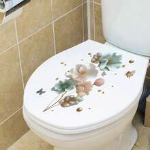 3D立体花卉植物蝴蝶叶防水自粘浴室马桶贴纸，卧室墙贴 - 彩色 - 查看 6