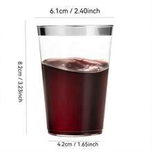10pcs Silver Rimmed Cups, 6.76oz Clear Cups With Silver Trim, Silver Rimmed Tumblers, Hard Party Cups, Elegant Silver Rimmed Glasses, Perfect For Weddings And Parties - Multicolor - View 6