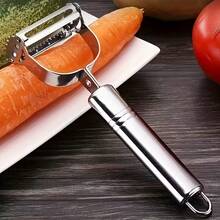 1pc Multifunctional Stainless Steel Fruit & Vegetable Peeler, Manual Peeling, Shredding, Chopping 3-In-1 - Multicolor - View 10
