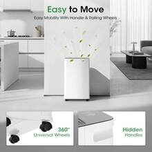 Manastin 10-Pint (DOE), Max 38 Pints/D Multi-Function Dehumidifier, 3600 Sq. Ft Coverage Area With App Remote Control, 24H-Timer/Drain Hose/Child Lock, For Bedroom/Office/Laundry Room - US B Type Plug(110-127V) - View 9
