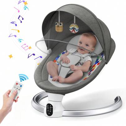 Electric Baby Bouncer,Baby Swing With Bluetooth And Mobile App Control,5 Swing Speed, 10 Lullabies, 5-Point Harness,Portable Newborn Bouncer From Birth For 0 Months
