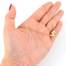 A-Z Initial Heart Pendant Necklace Women Stainless Steel Chain Necklace For Women - Yellow Gold - View 3