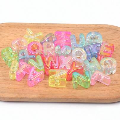 5pcs Colorful Translucent Mixed Acrylic Letter Beads, DIY Jewelry Making Beads, DIY Craft Supplies, Friendship Gifts, Home Decor, Small Decorative Items