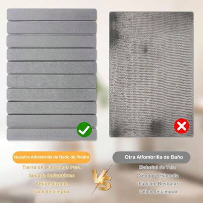 JOZUTTOW Plegable Tapete de Baño de Piedra de Diatomita 60 x 39cm, Tapete Piedra para Secado Rápido, Alfombra de Baño Antideslizante Superabsorbente, Adecuado para Sala de Estar, Ducha y Dormitorio