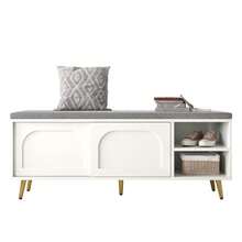 Shoe Bench, Shoe Rack With Seat, Bench With Seat Cushion, Shoe Cabinet With Storage Space, Wardrobe Bench, White, Dimensions: W121*D35*H49cm - White - View 9