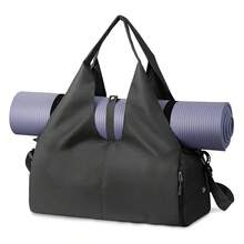 Unisex Fitness/Travel Duffel Bag With Shoe Compartment, Sports Gym Handbag, Weekend Overnight Bag, Yoga Mat Bag, Suitable For Swimming, Basketball, Black - Black - View 8