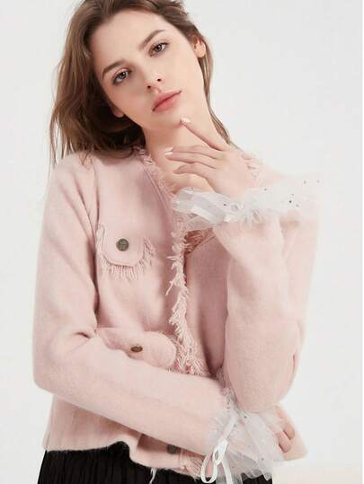 1 Pair Women's Sheer Ruffle Decor Short Cuff, Sweet & Energetic Daily Style Detachable Sleeves