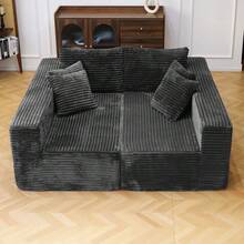 74.8''Cloud Couch Sectional Sofa Bed, No Assembly Required With Wide Arms For Living Room - 深灰色 - 查看 10