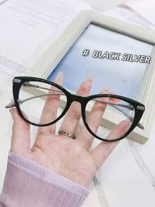 1pc Bestselling Makeup-Free Miracle Cat Eye Frame Men's Super Light Fashion Transparent Frame Flat Glasses, Suitable For Everyday Wear - Clear - View 13