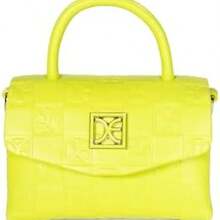 Cloe - Bolsa Briefcase Mini Textil Asa de Cadena para Mujer - limón - Ver 3