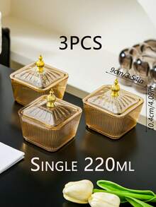 3件套条纹金边PS材质干果托盘套装，适用于派对和节日小吃盛放 - 彩色 - 查看 10