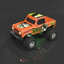 1/64 Scale Mini Remote Control Monster Truck Trailer, 2.4GHz & APP Control, Rechargeable Alloy Shell Mini RC Car With Lights, Speed/Steering Adjustable (Orange) - Four-wheel Off-road Vehicle - View 18