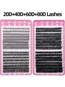 Sibeuna 640pcs 20D+40D+60D+80D D-Curl Natural Thick Fluffy Eyelash Extension 9mm-16mm Mixed Length DIY Portable Cluster Lashes Suitable For Travel - D - View 7