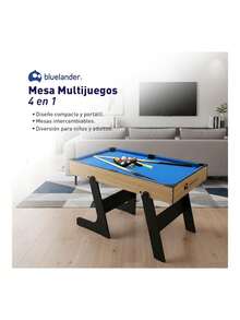 Mesa Multijuegos 5 en 1, Futbolito, Billar, Ping Pong, Boliche, Curling, Juegos Intercambiables para Adultos y Niños. Plegable. Bluelander - Marrón Mocha - Ver 2