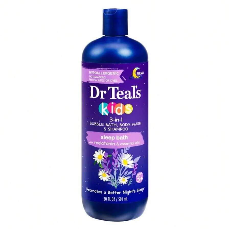Dr Teal`S Kids 3-In-1 Bubble Bath, Body Wash &Amp; Shampoo Sleep Bath (1) 20 Fluid Ounce Bottle - White - 查看 1