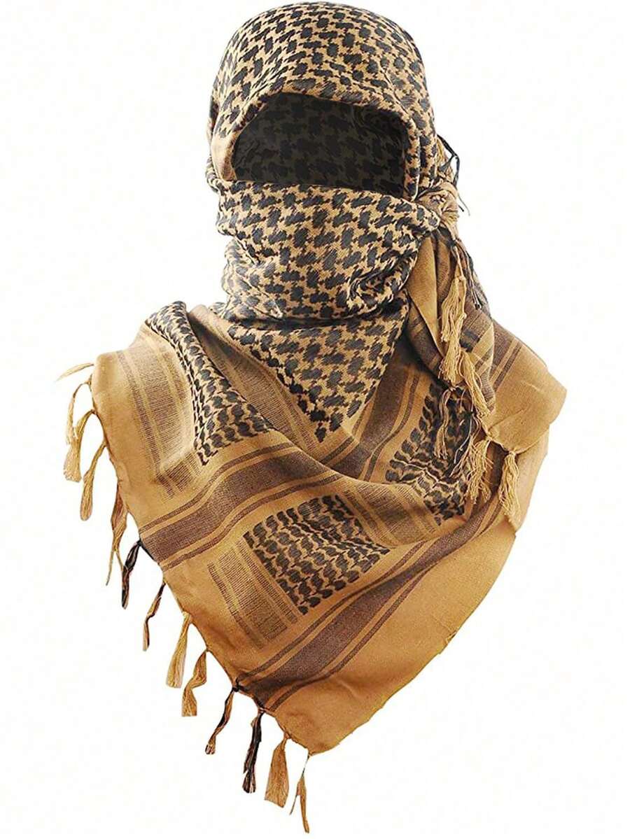 1条千鸟格战术围巾，户外露营围巾，带流苏的阿拉伯头巾，男女通用 - 彩色 - 查看 1