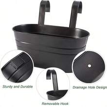 1/2/3/4pcs Set Large Hanging Flower Pot; Garden Flower Pot, Flower Pot, Durable Wrought Iron Wall-Mounted Flower Pot; Sturdy And Durable; Comes With Detachable Hooks; Suitable For Railings, Fences, Balconies, Patios, Gardens And Indoor Decoration, Hanging Fence Flower Pot, Flower Pot With Detachable Hooks - Hanging Flower Pots - View 9