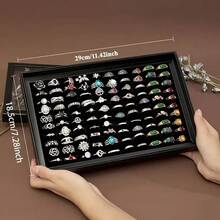 100-Fach Transparente Schmuckaufbewahrungsbox mit Deckel - Struktur Papier Design, staubdichter Schnappverschluss, transparenter Deckel Schmuckorganizer Box mit mehreren Fächern für Ohrringe, Armbänder, Halsketten, Gewerbliche Schmuckorganizer, Wandmontage Design, ideal als Geschenk zu Valentinstag, Geburtstag, Hochzeit, Muttertag, Schmuckbox, Frauenorganizer, Reiseessentiell, Make-up Raum Dekoration - Verschiedenfarbig - Übersicht 7