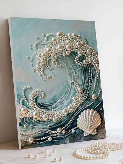 New Pearl Painting Seashell Theme Frameless DIY Diamond Painting Kit, Suitable For Bedroom Decor, Living Room Wall Art, Room Decoration, Artwork, Friend's Birthday Gift, Christmas, New Year, Valentine's Day, Holiday Gift, Full Of Innovative Creativity.