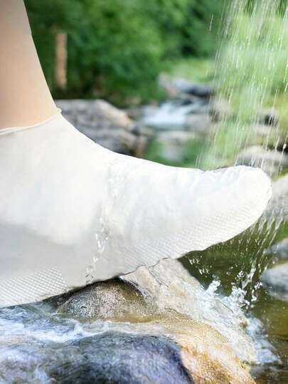 1Pair Rubber Rain Boot Overshoes For Outdoor Use Silicone Waterproof Shoe Covers Rainy Day Shoe Cover Reusable Non-Slip Rain Boots, Stay Dry And Protected, Waterproof Shoe Covers For Men And Women! Outdoor Rainy Shoe Covers, Silicone Cycling Outdoor Waterproof Stain-Proof Rain Boot Covers, Summer Essentials,Back To School Gifts, Teacher Gifts,For Ramadan, Eid Al-Fitr, Valentine'S Day, Christmas, And Thanksgiving